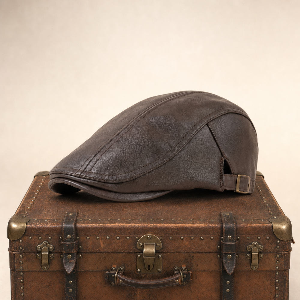 Heritage Leather Cap — SEDBERGH — Tobacco Brown