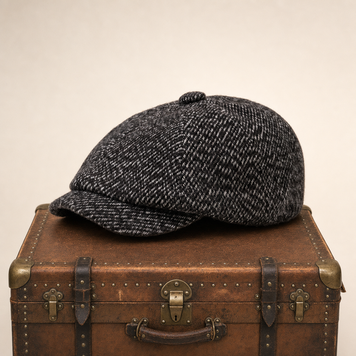 Tweed Newsboy Cap — SETTLE — Tobacco Brown