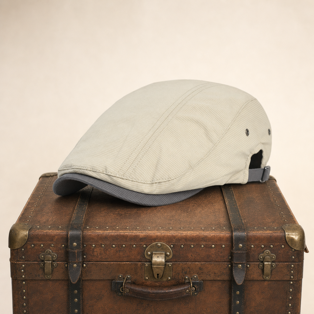 Pinstripe Cotton Cap — BRAMPTON — White